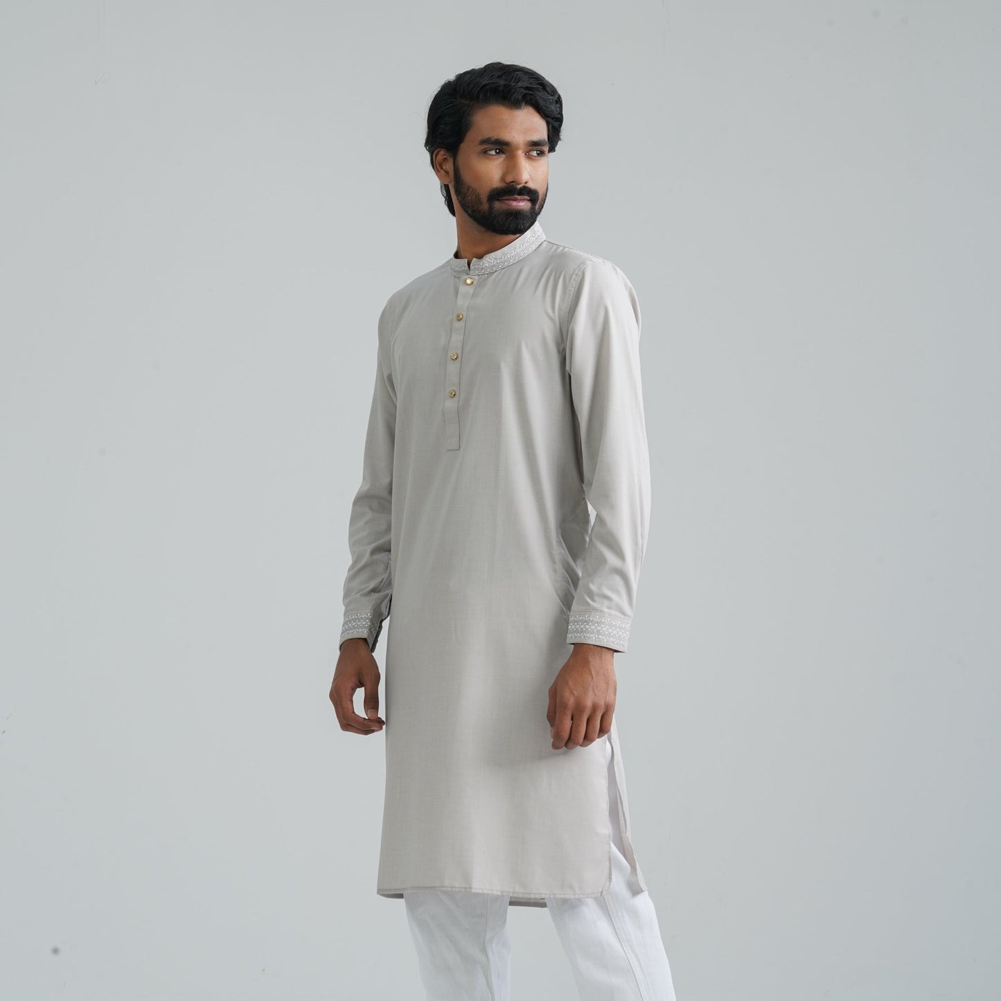 Men’s Grey Embroidery Panjabi