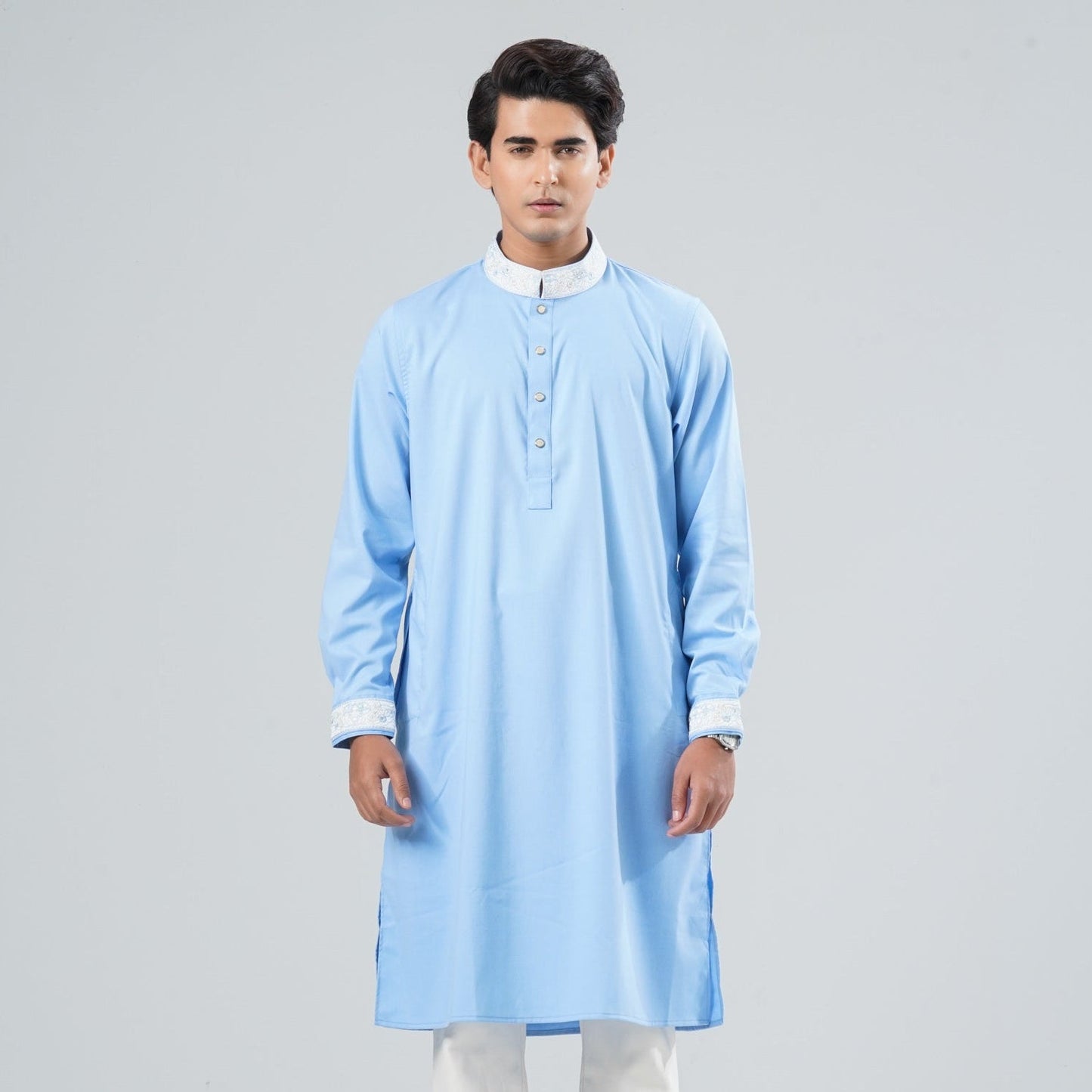 Men’s Sky Blue Embroidered Panjabi