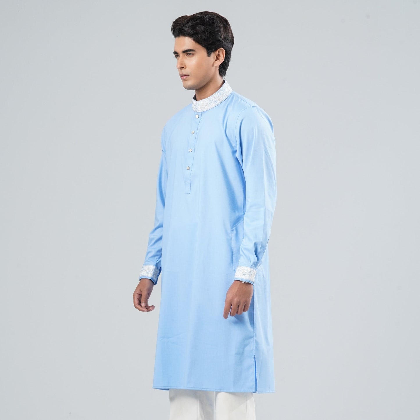 Men’s Sky Blue Embroidered Panjabi
