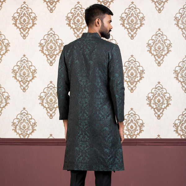 MENS SHERWANI-DEEP GREEN