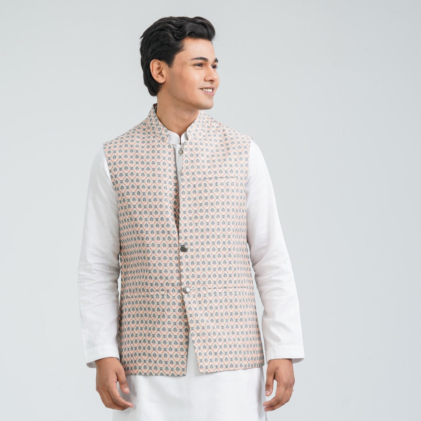 Men’s Pastel Pink Jacquard Vest