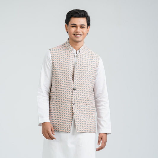 Men’s Pastel Pink Jacquard Vest