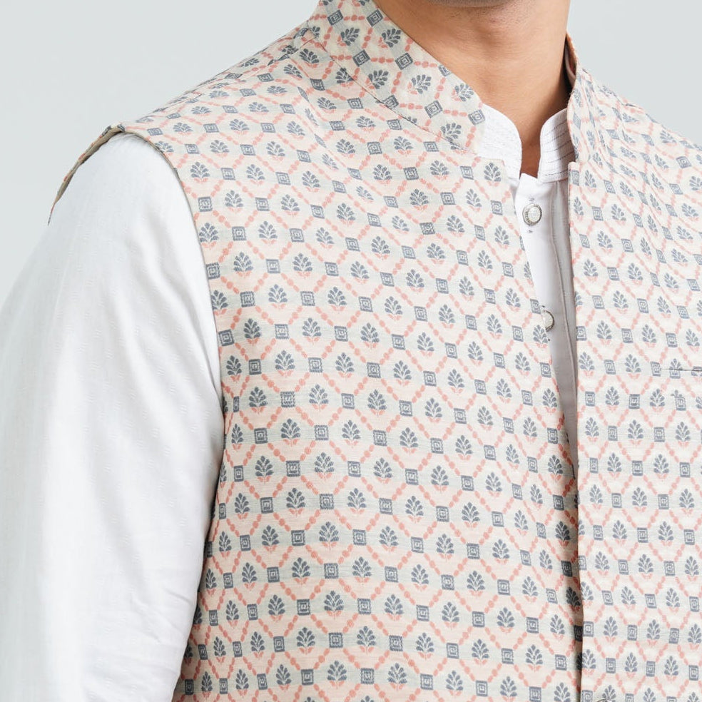 Men’s Pastel Pink Jacquard Vest