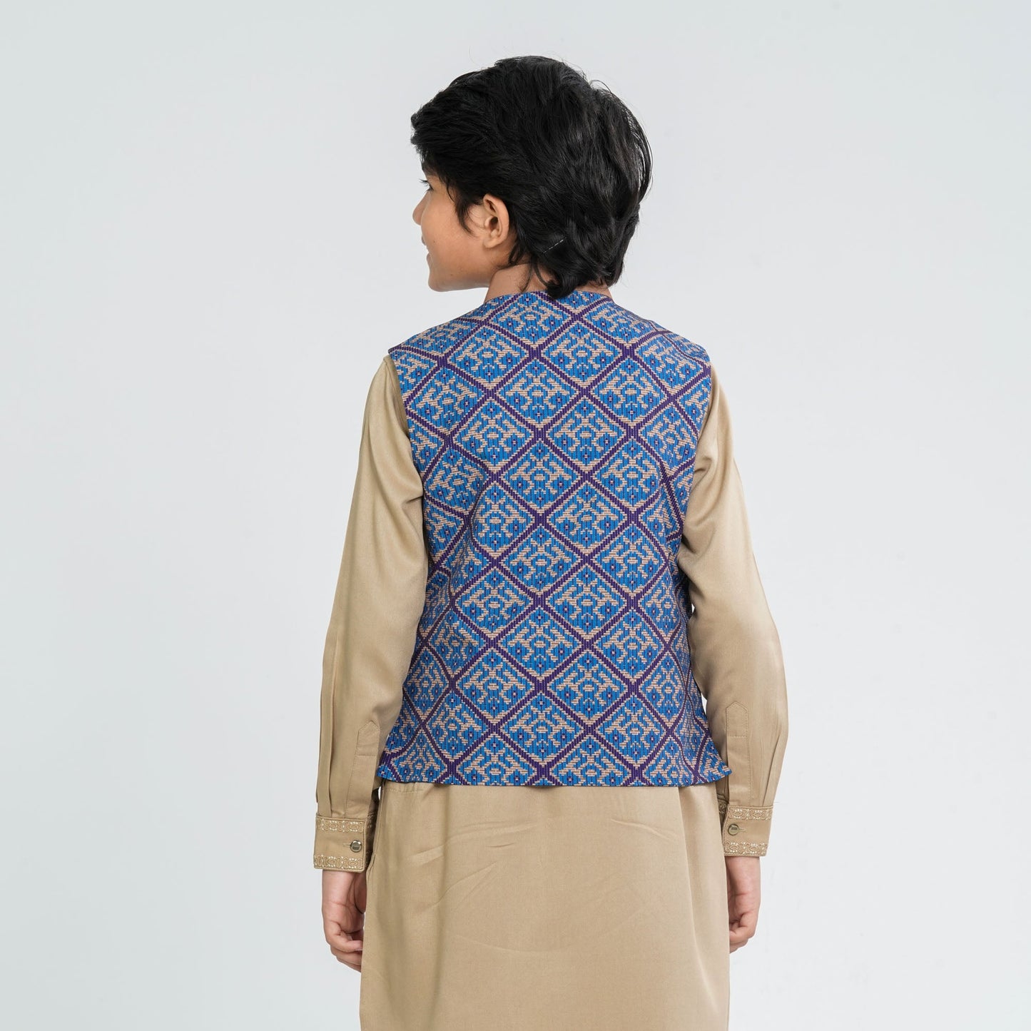 Boys’ Blended Cotton Teal Koti