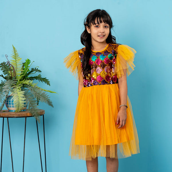 Girls Frock- Yellow