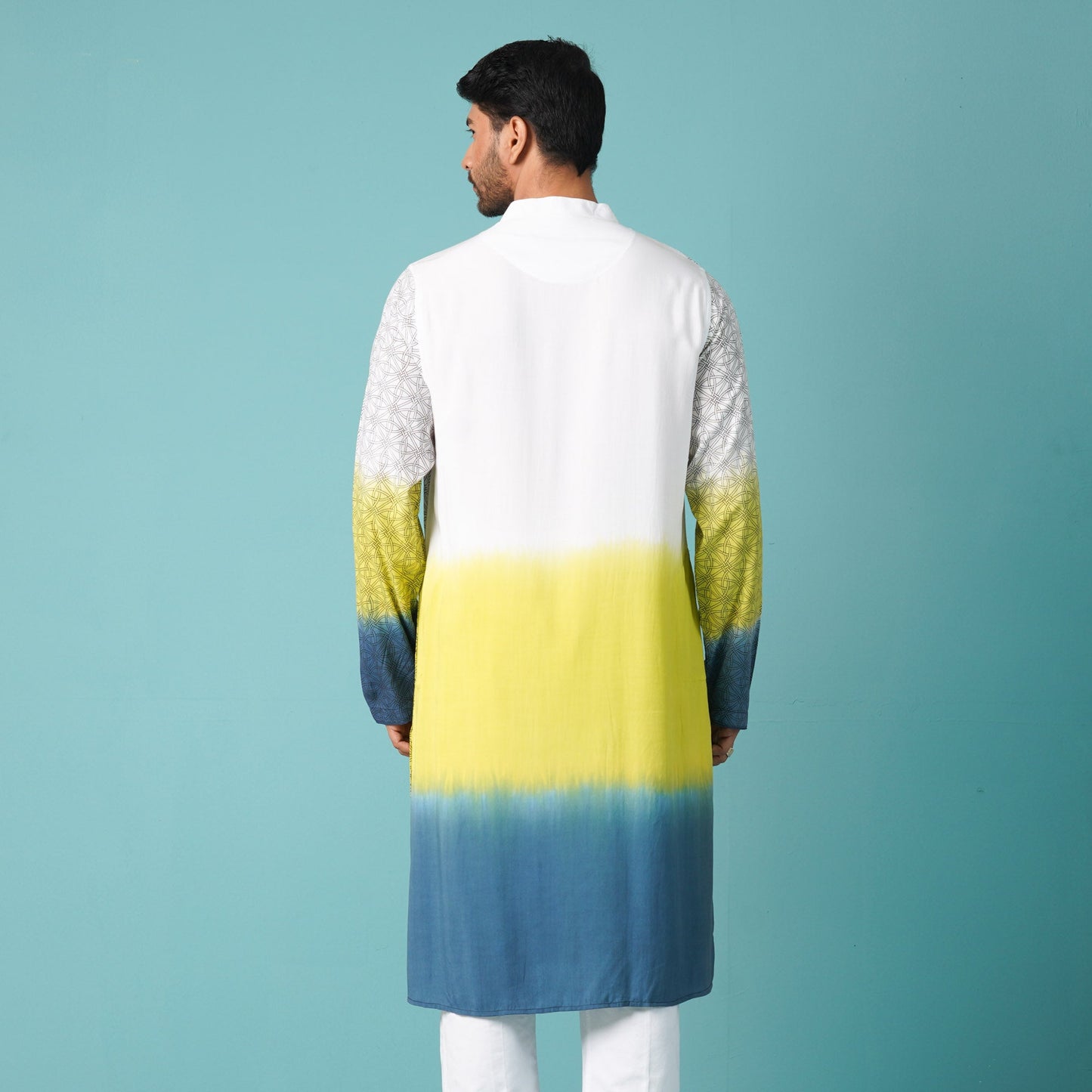 Mens Navy Tie-Dye Panjabi