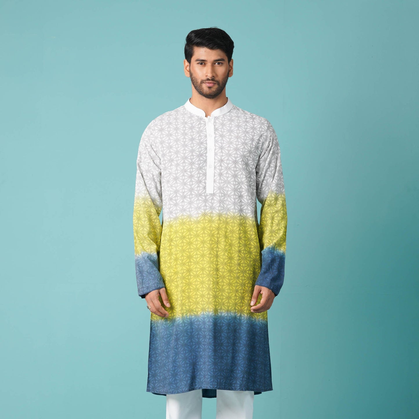 Mens Navy Tie-Dye Panjabi