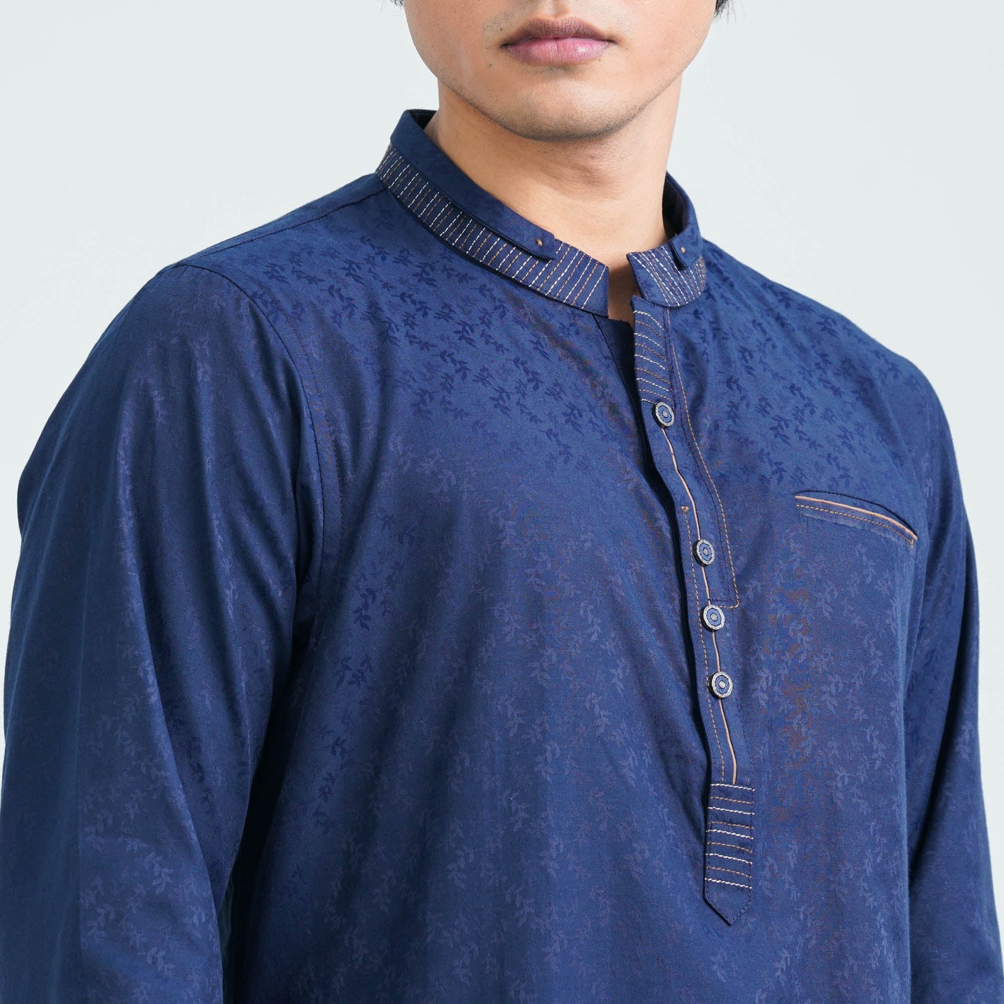 Men's Navy Blended Panjabi