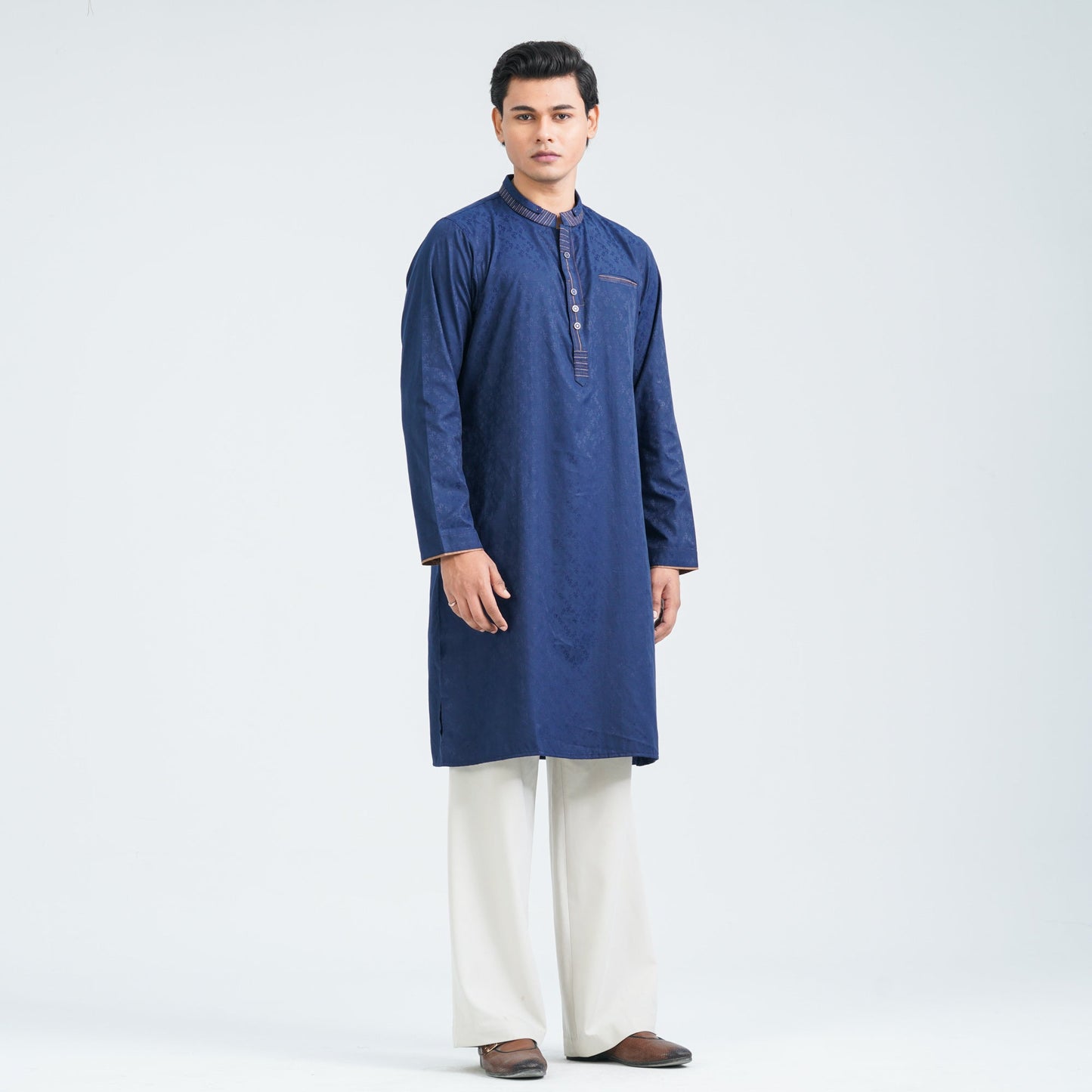 Men's Navy Blended Panjabi