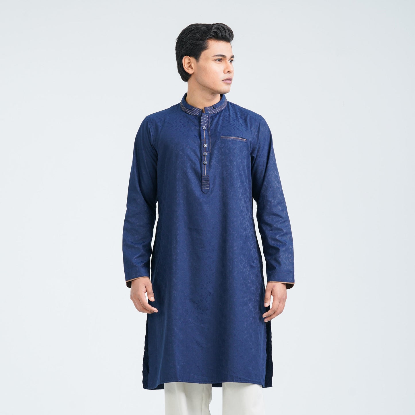 Men's Navy Blended Panjabi