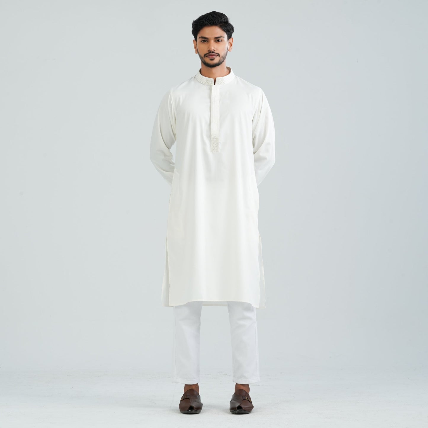 Men’s White Karchupi Panjabi