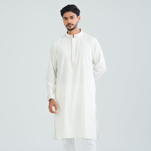 Men’s White Karchupi Panjabi