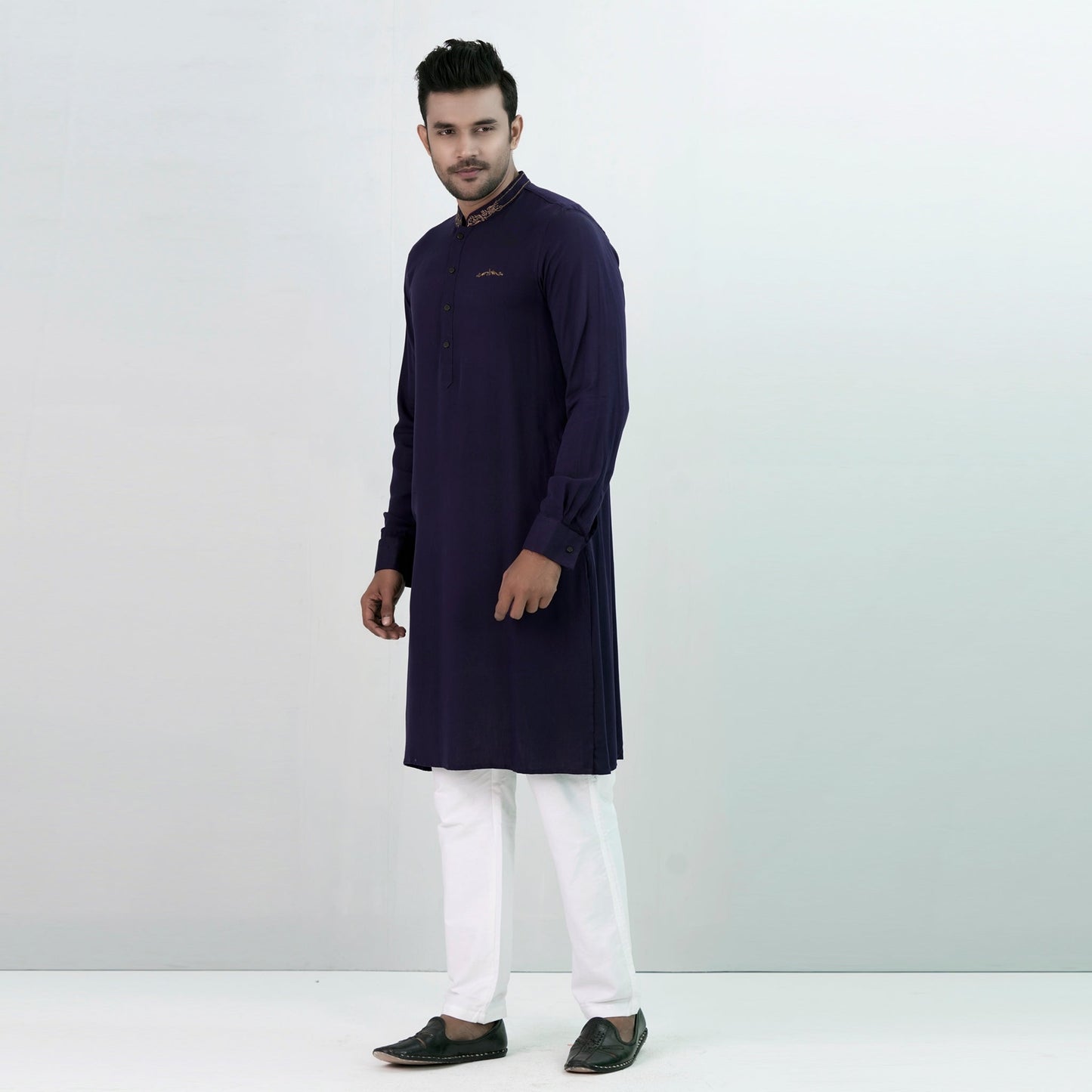 Mens Embroidery Panjabi- Navy