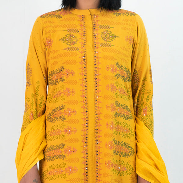 Women Mustard Screen Print 3-Piece Set