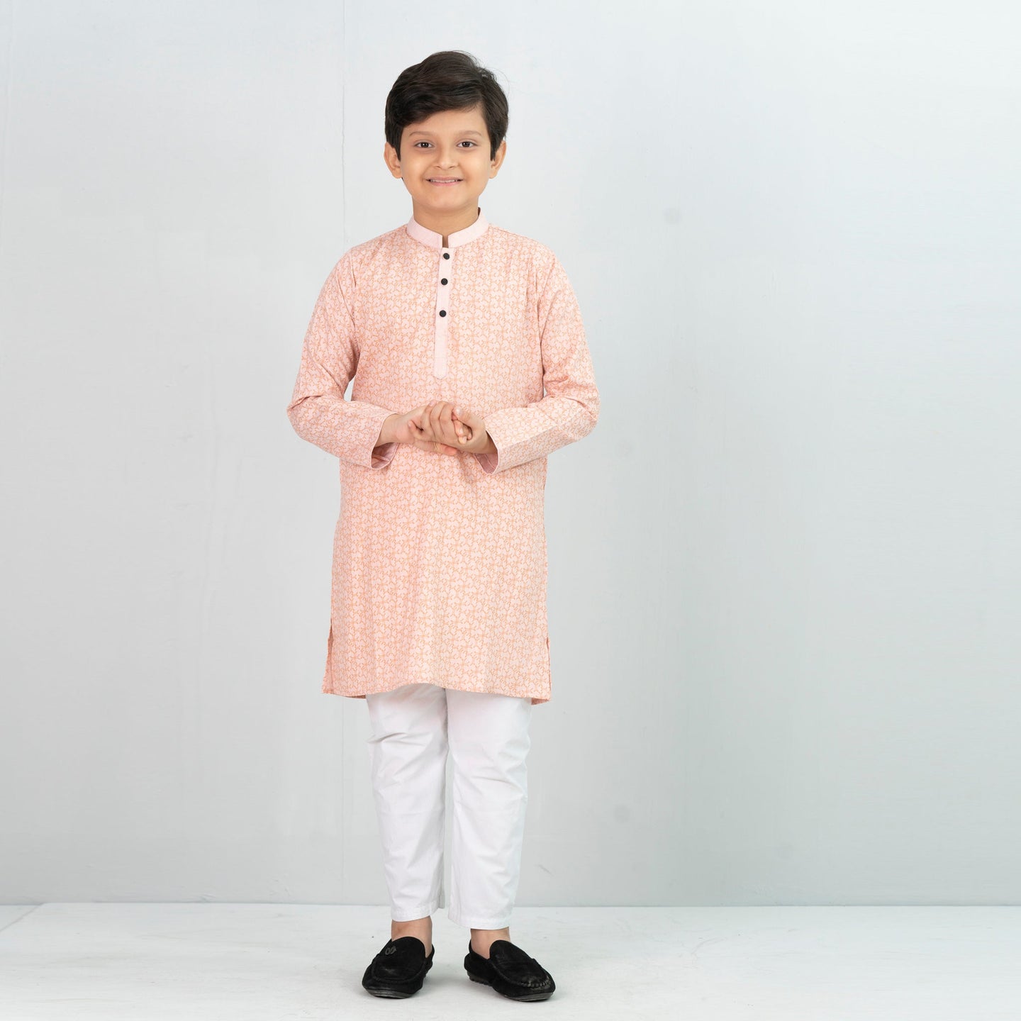 Boy's Coral Printed Panjabi