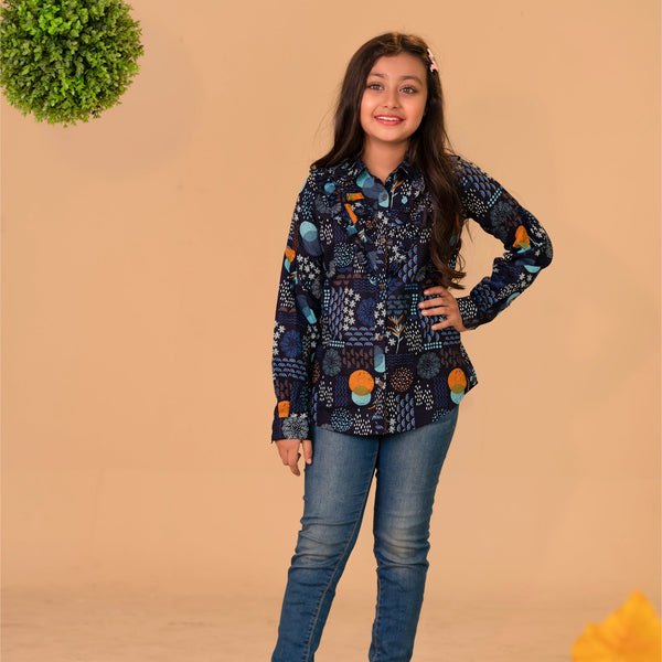 Girls Shirt-Navy Blue