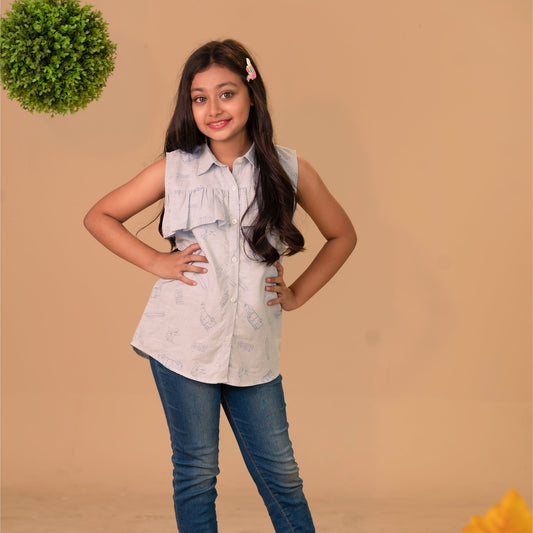 Girls Tops-Light Blue