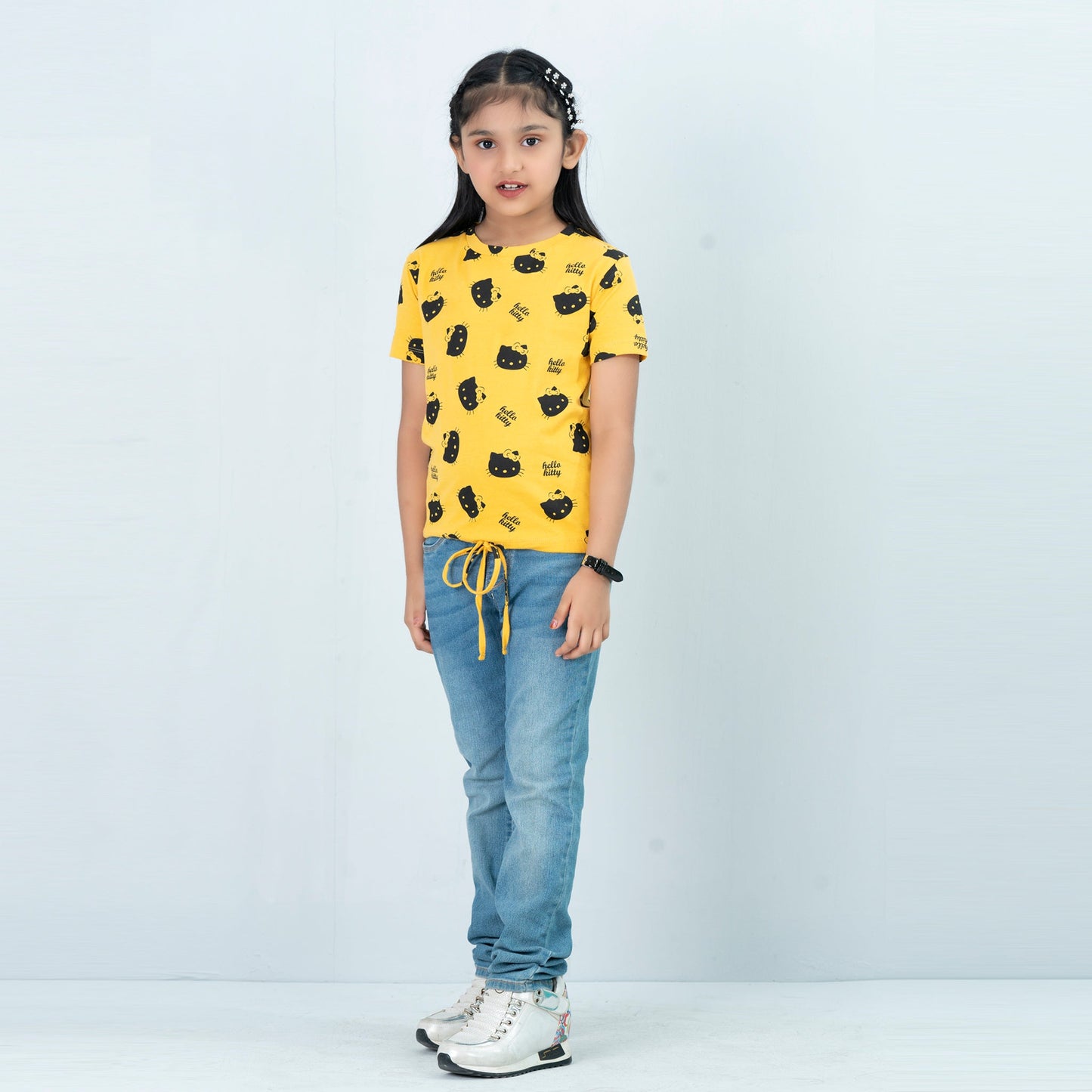 Girls' Yellow Corded Print Tee