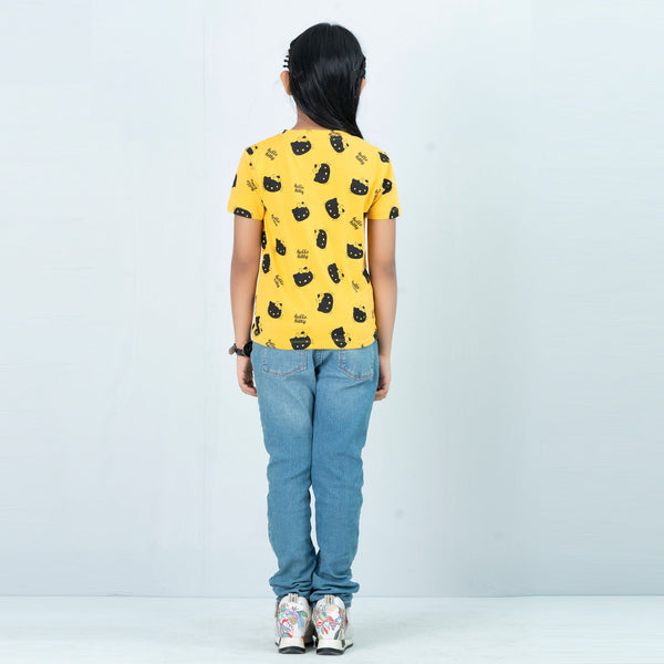 Girls' Yellow Corded Print Tee