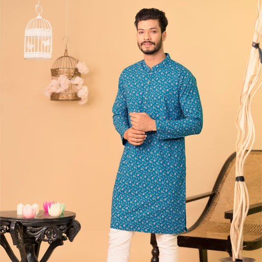 Mens Basic Panjabi-Blue-1