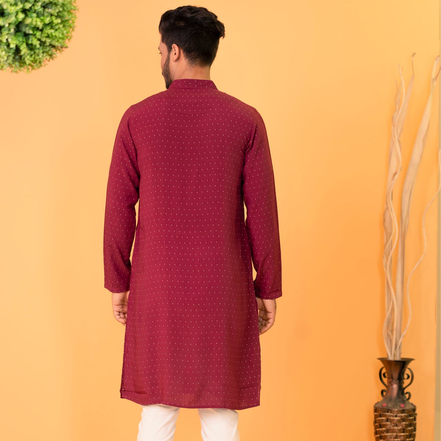 Mens Basic Panjabi-Maroon 1