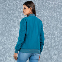 Load image into Gallery viewer, WOMENS BOMBER JACKET- BLUE
