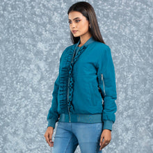 Load image into Gallery viewer, WOMENS BOMBER JACKET- BLUE
