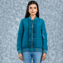 Load image into Gallery viewer, WOMENS BOMBER JACKET- BLUE
