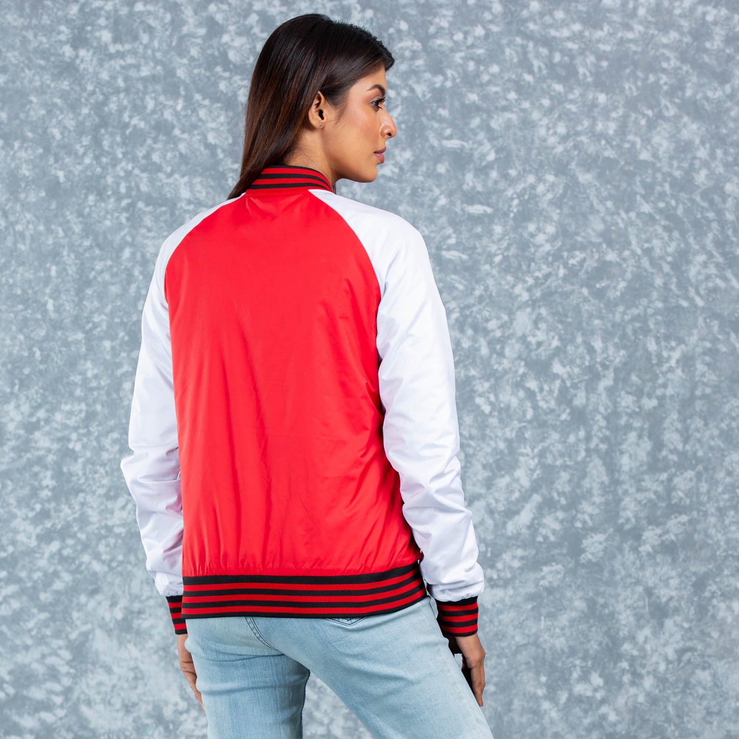 Womens Bomber Jacket- Red/White