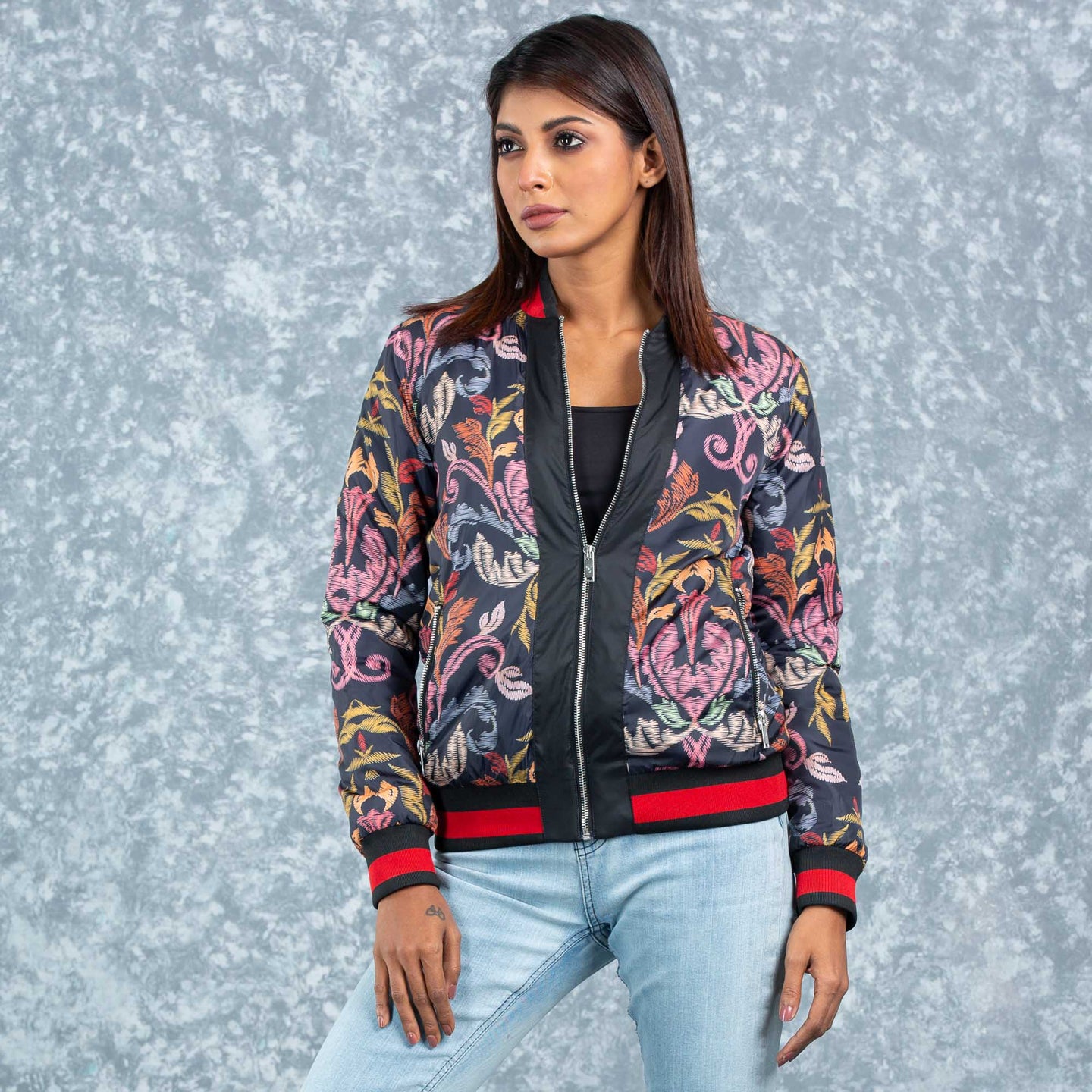 WOMENS BOMBER JACKET- MULTI COLOR AOP