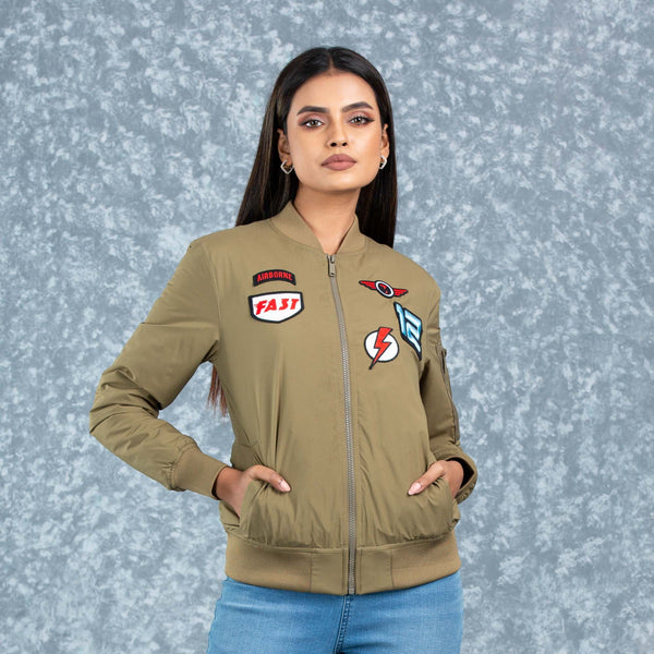 WOMENS BOMBER JACKET- OLIVE