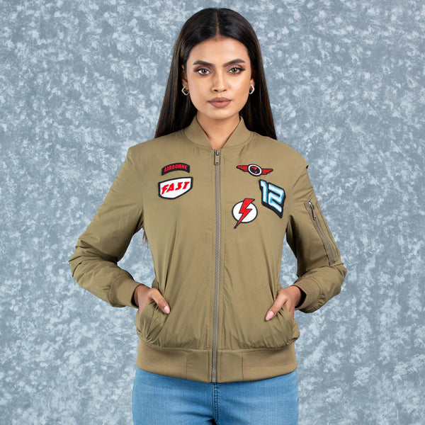 WOMENS BOMBER JACKET- OLIVE