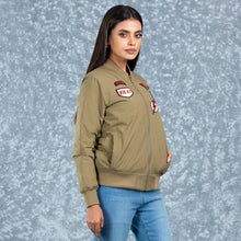 Load image into Gallery viewer, WOMENS BOMBER JACKET- OLIVE
