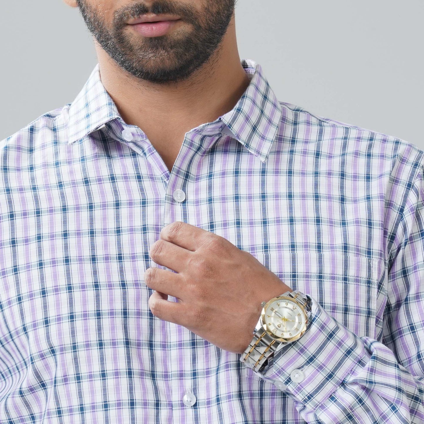 Mens Purple Check Formal Shirt