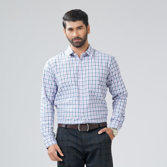 Mens Purple Check Formal Shirt