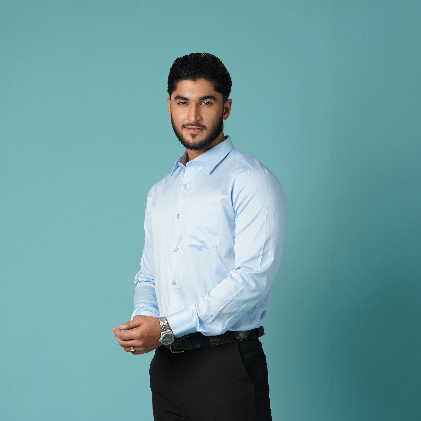 Men's Sky-Blue Formal Shirt