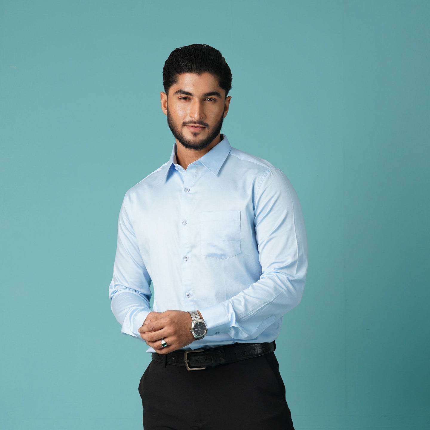 Men's Sky-Blue Formal Shirt