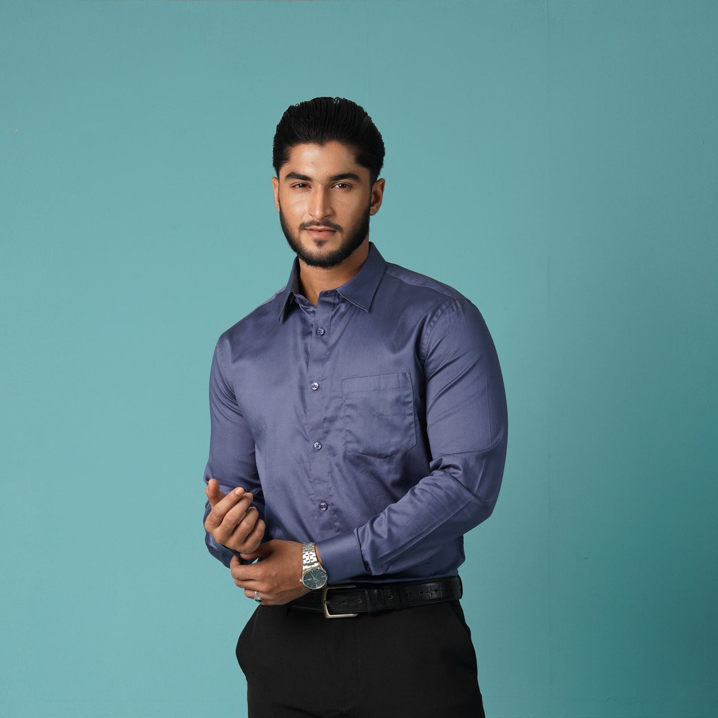 Mens Formal Shirt-Ash