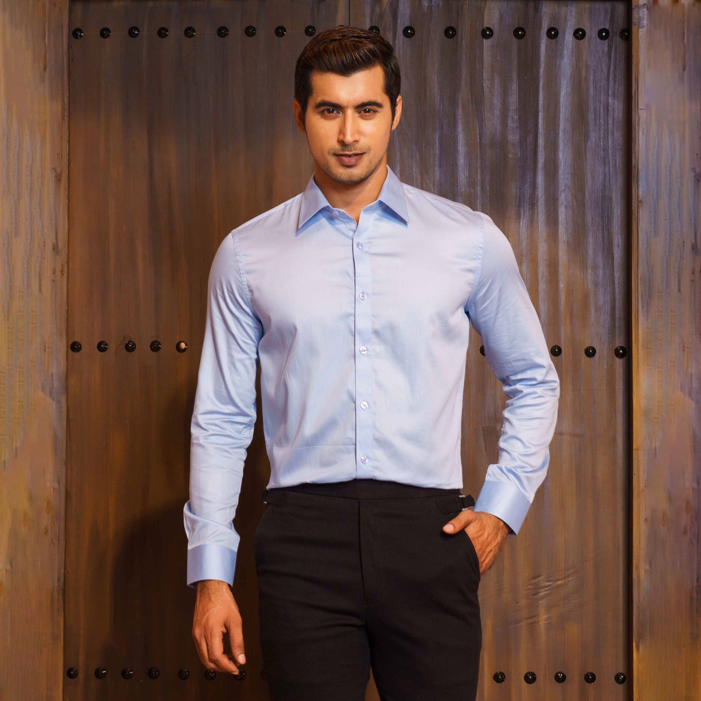 Men's Sky-Blue Formal Shirt