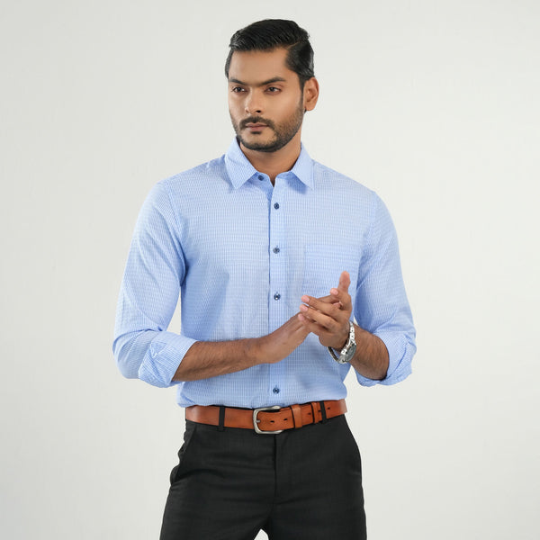 Men's Sky-Blue Striped Shirt