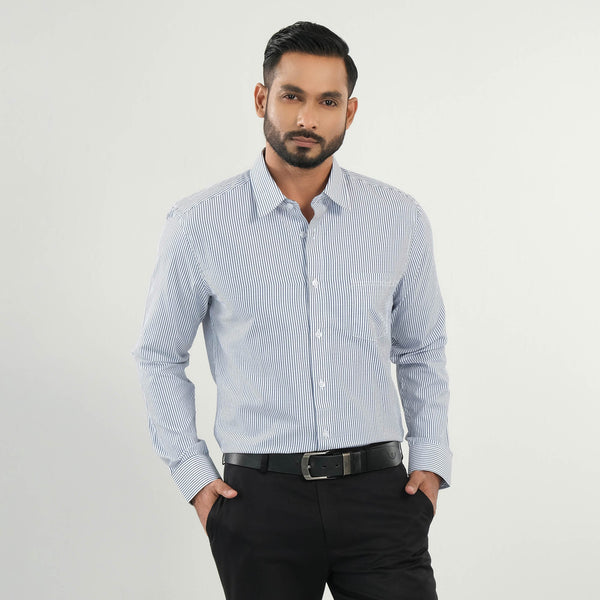 Men's Blue Stripe Formal Shirt