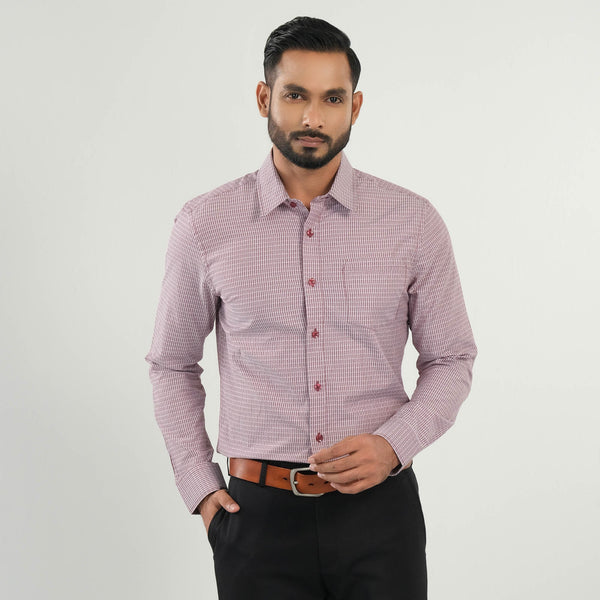 Men's Maroon Stripe Formal Shirt