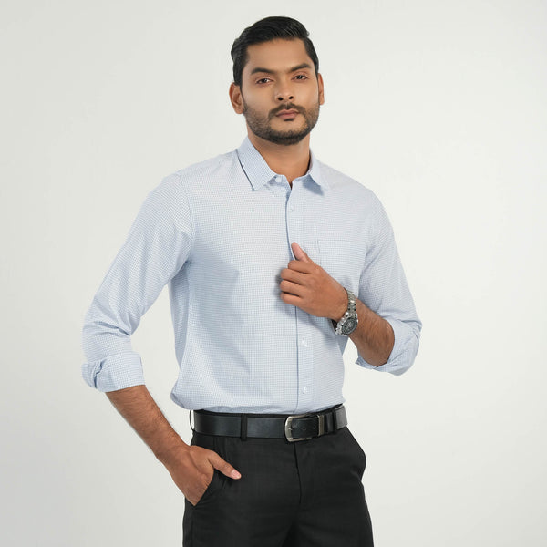 Men's Black & Blue Check Formal Shirt