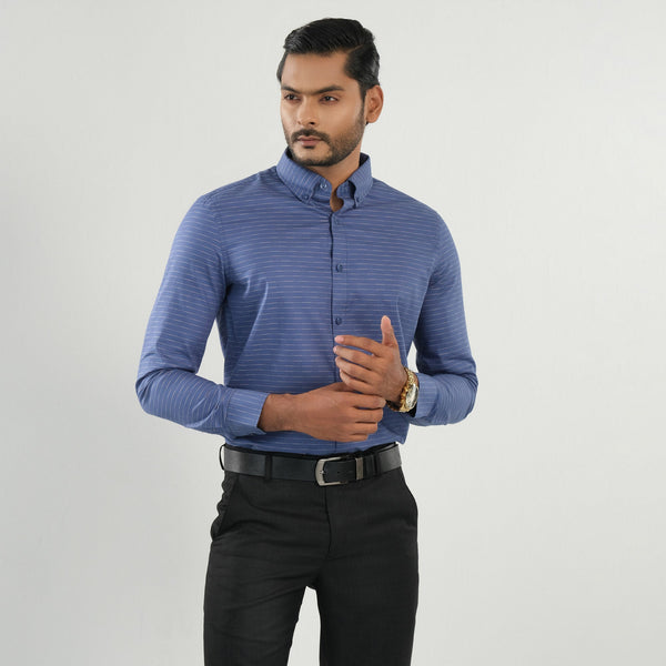 Men's Blue Stripe Formal Shirt