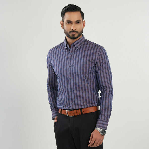 Men's Purple Check Formal Shirt