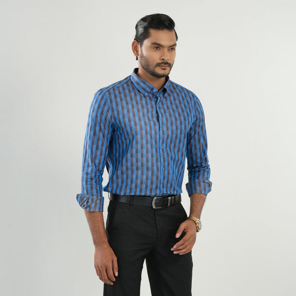 Men's Blue Check Formal Shirt