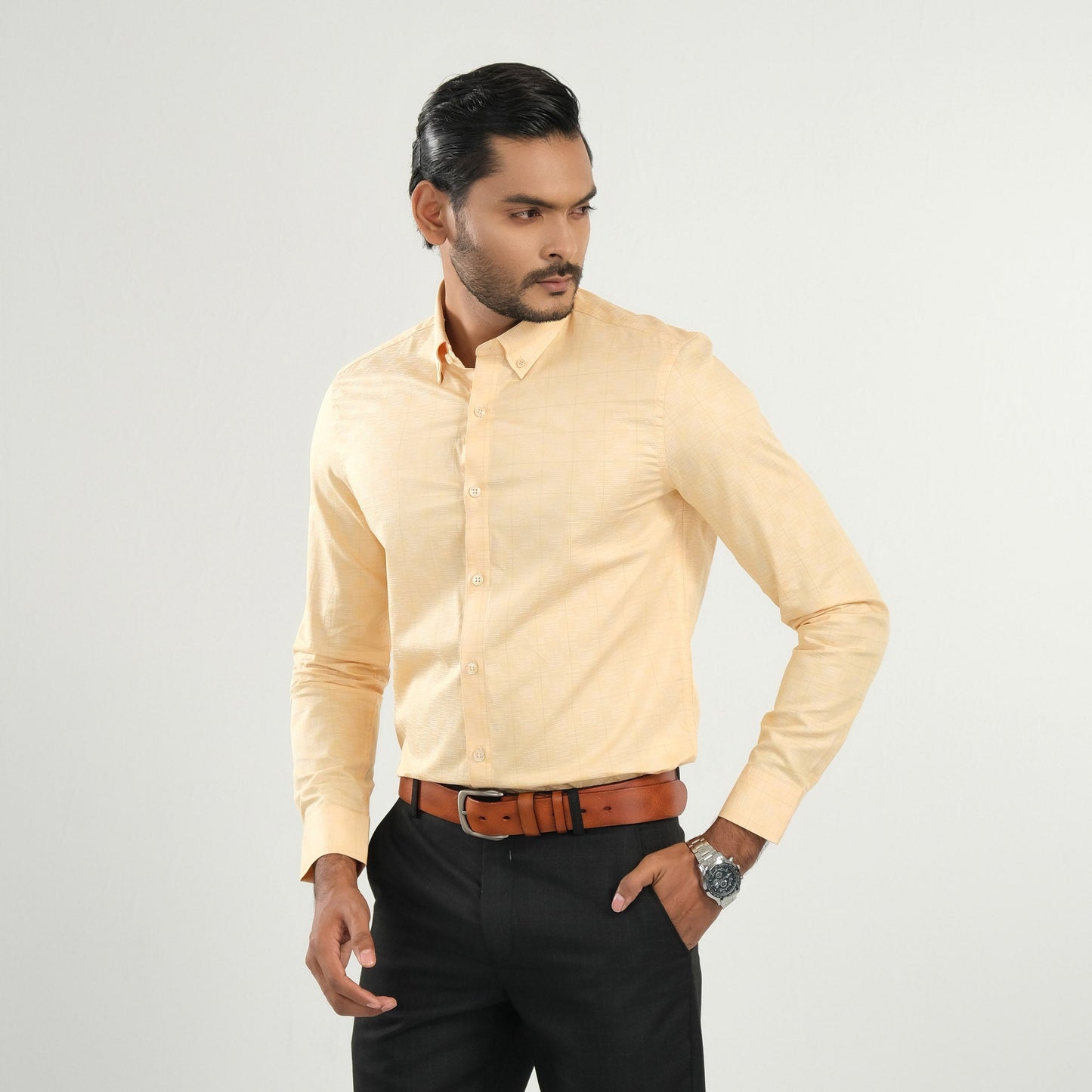 Mens Yellow Formal Shirt