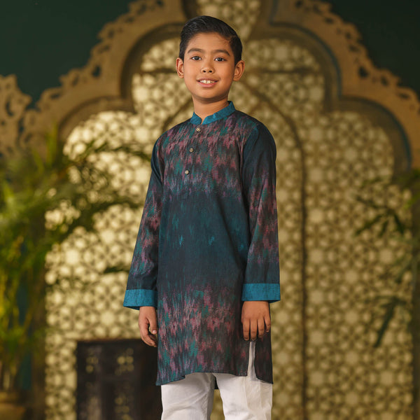 Boy's Green-Navy Panjabi