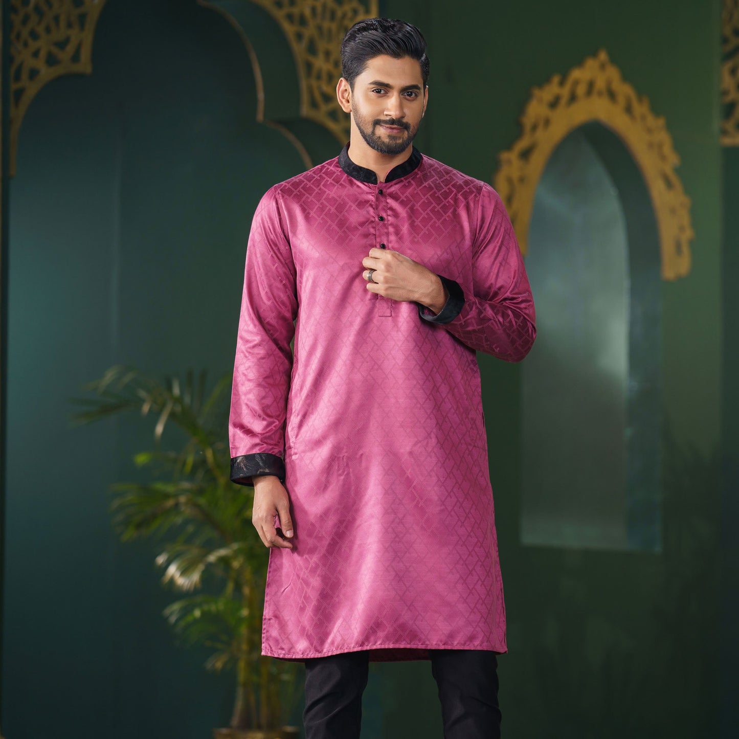 Men’s Mauve Jacquard Panjabi
