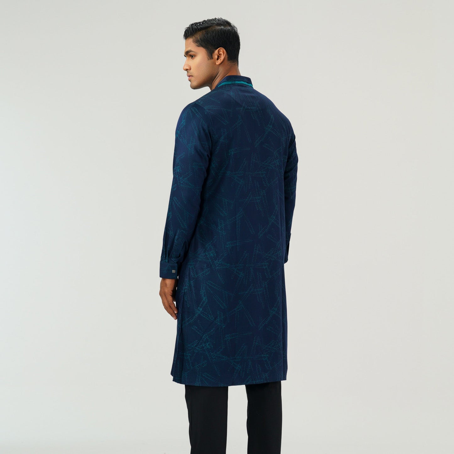 Mens Navy & Green Panjabi